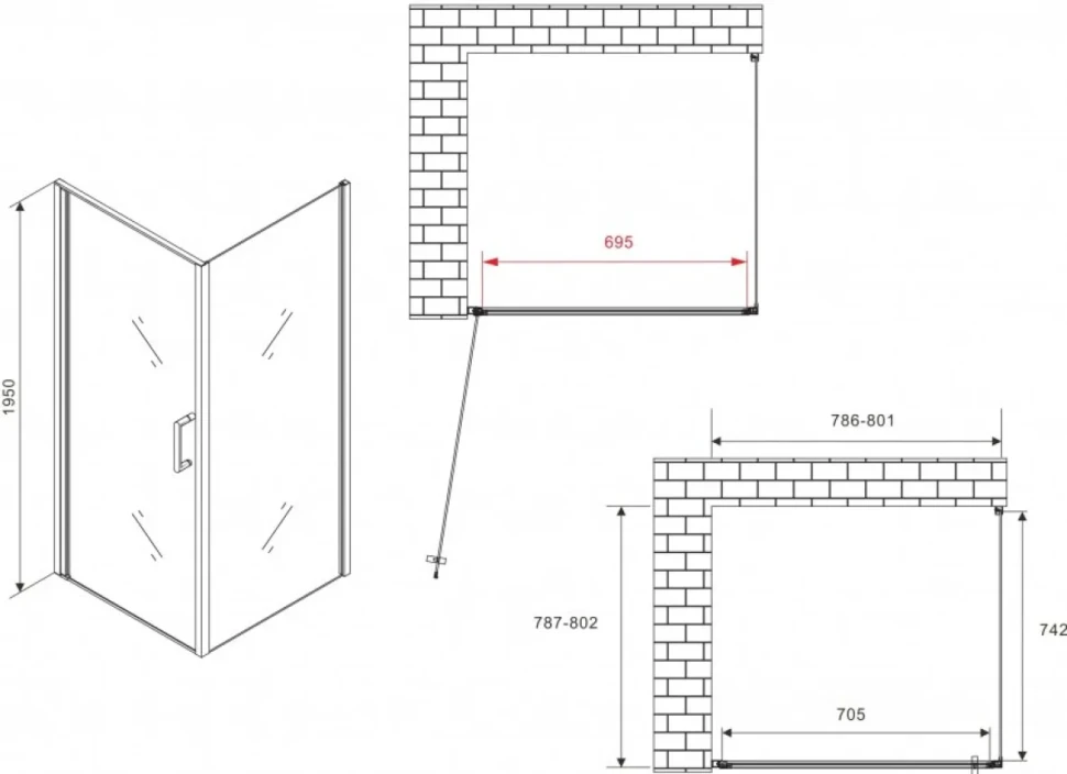 Душевой уголок Abber Sonnenstrand AG04080-S80 80x80, профиль хром, стекло прозрачное