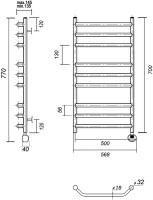 Полотенцесушитель электрический Domoterm Лаура П9 50x70, золото, R