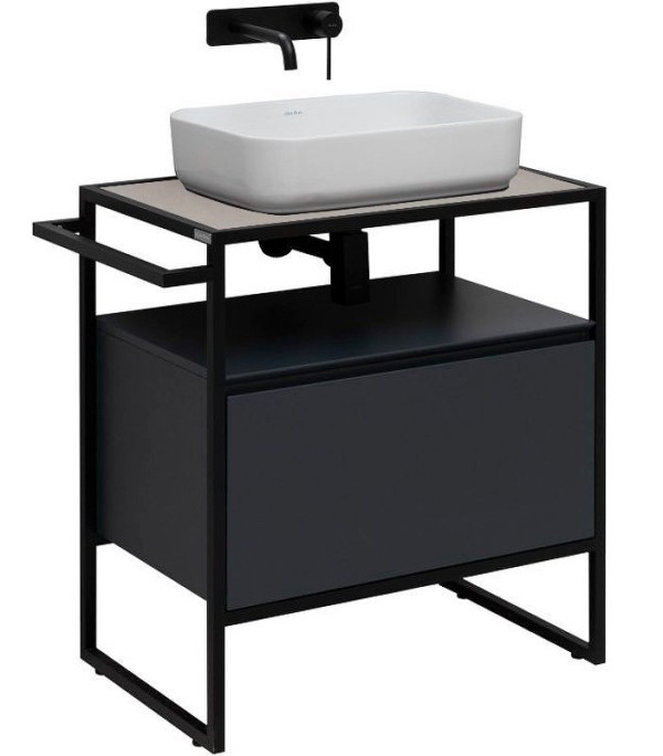 Тумба под раковину со столешницей Allen Brau Priority 70 напольная, антрацит матовый, столешница бежевый структ