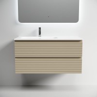 Тумба под раковину подвесная Sancos Folk левая 995х445х500 мм, c двумя ящиками оснащенными доводчиками, Капучино