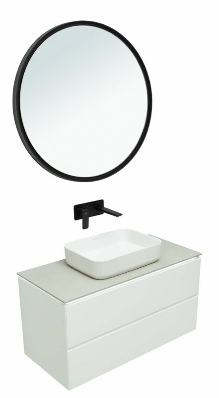 Мебель для ванной комнаты Allen Brau Infinity 100 подвесная, белый матовый, столешница серый структ