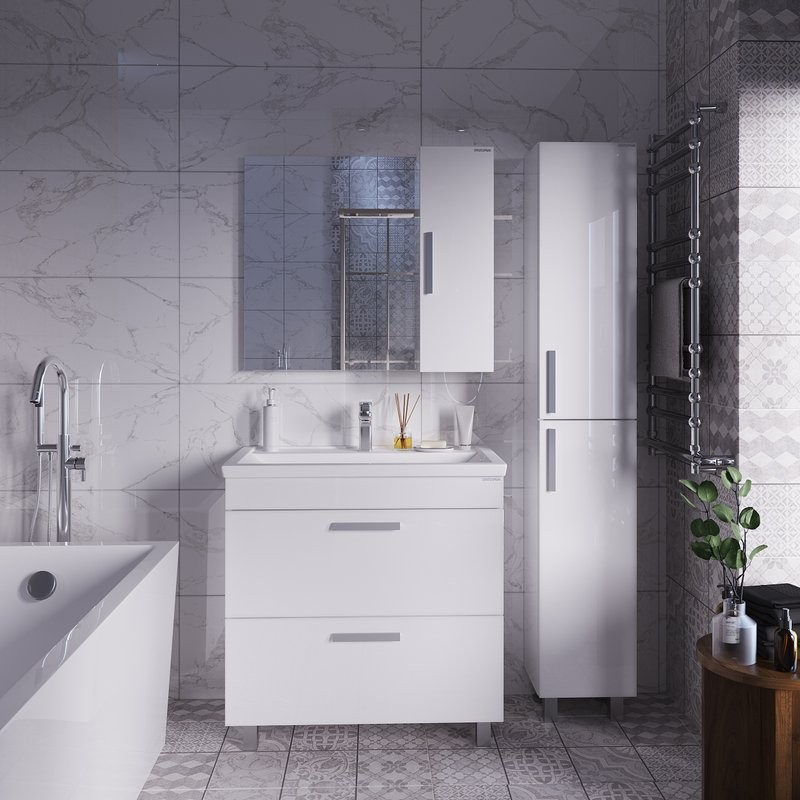 Зеркало-шкаф Grossman Neo 80 L/R эмаль, глянцевое белое