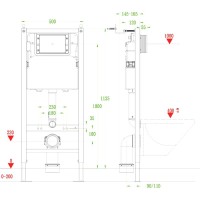 Инсталляция для унитаза Veconi Frame VF600 крепление к полу и стене