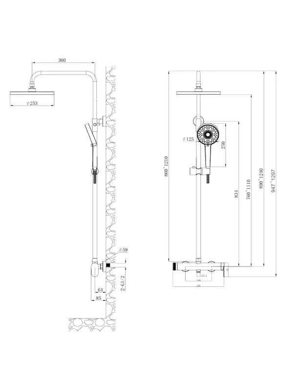 Душевая стойка Agger Sweet A2791244 черный матовый