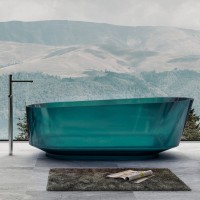 Акриловая ванна Abber Kristall AT9706 Aquamarin 170x80 см, отдельностоящая, бирюзовая, овальная, с донным клапаном