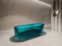 Акриловая ванна Abber Kristall AT9706 Aquamarin 170x80 см, отдельностоящая, бирюзовая, овальная, с донным клапаном
