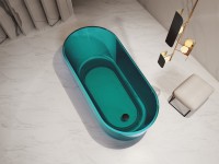 Акриловая ванна Abber Kristall AT9706 Aquamarin 170x80 см, отдельностоящая, бирюзовая, овальная, с донным клапаном
