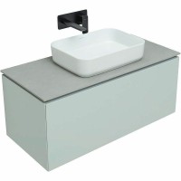 Тумба с раковиной Allen Brau Infinity 100 1+1, подвесная, папирус матовый, столешница графит