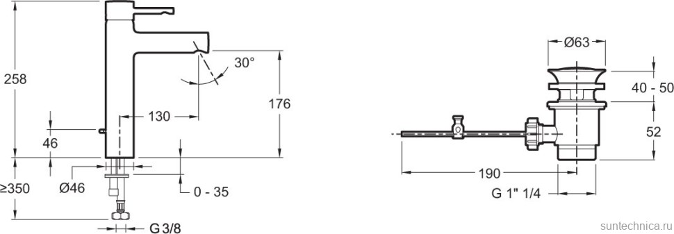 Комплект для ванной Jacob Delafon Cuff E37303-CP + E45532-CP + E99898RU-CP
