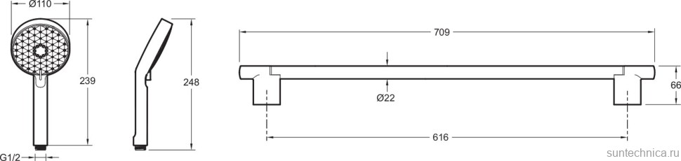 Комплект для ванной Jacob Delafon Cuff E37303-CP + E45532-CP + E99898RU-CP