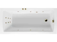 Акриловая ванна Excellent Aquaria Line 170x75 см, встраиваемая, с гидромассажем, белая, с каркасом, со сливом-переливом, фурнитура бронза