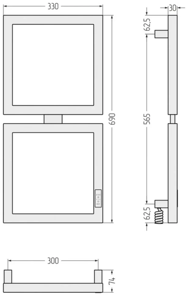 Полотенцесушитель электрический Сунержа Этюд E 30-0845-6030 105x35 см, подключение справа, матовый белый