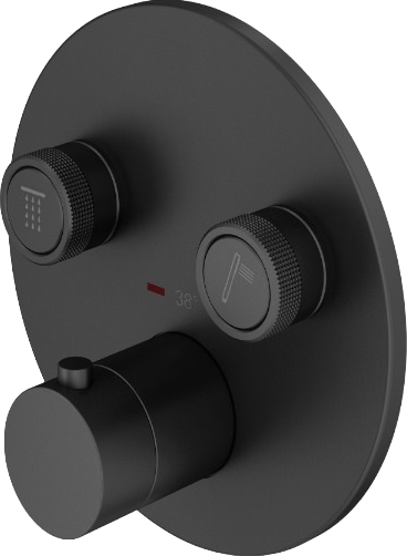 Термостатический смеситель встраиваемый Plumberia Selection PSBOX PSB1902NO С ВНУТРЕННЕЙ ЧАСТЬЮ, матовый черный