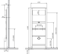 Инсталляция для писсуара AM.PM крепление к полу и стене Инсталляция для писсуара AM.PM крепление к полу и стене