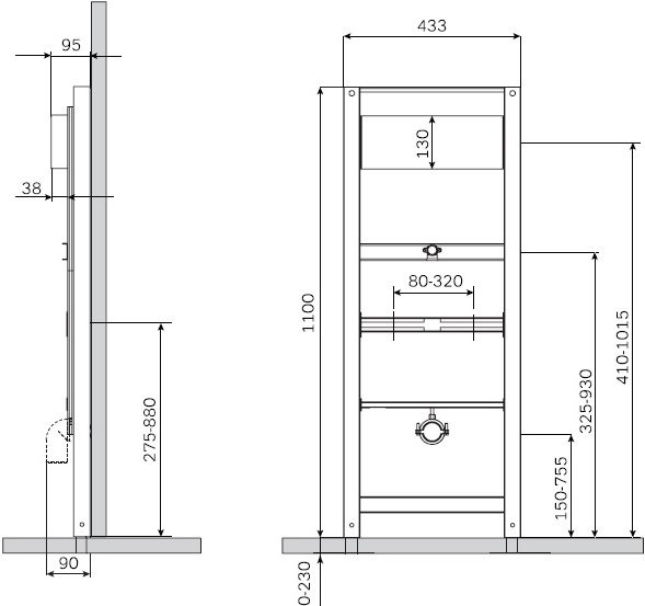Инсталляция для писсуара AM.PM крепление к полу и стене