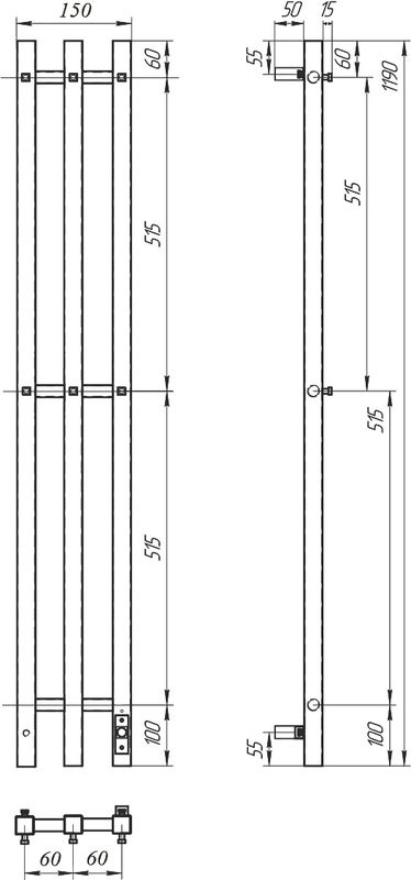 Полотенцесушитель электрический Point Гермес П3 PN13822W 12х120, белый