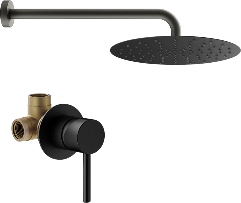 Душевой комплект Plumberia Selection Ixo KITXO01NO С ВНУТРЕННЕЙ ЧАСТЬЮ, черный матовый