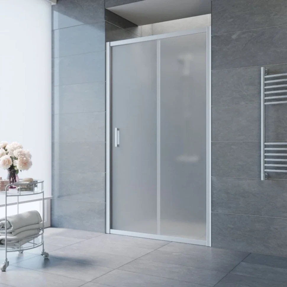 Душевая дверь в нишу Vegas Glass ZP NOVO 160 07 10 160 см, профиль матовый хром, стекло сатин