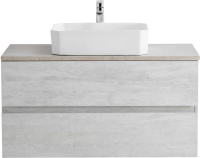 Тумба с раковиной Cezares Molveno 46 100 legno bianco, со столешницей marmo crema opaco