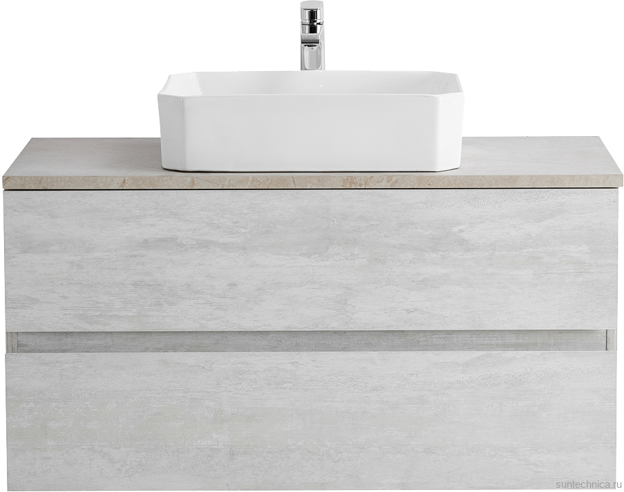 Тумба с раковиной Cezares Molveno 46 100 legno bianco, со столешницей marmo crema opaco