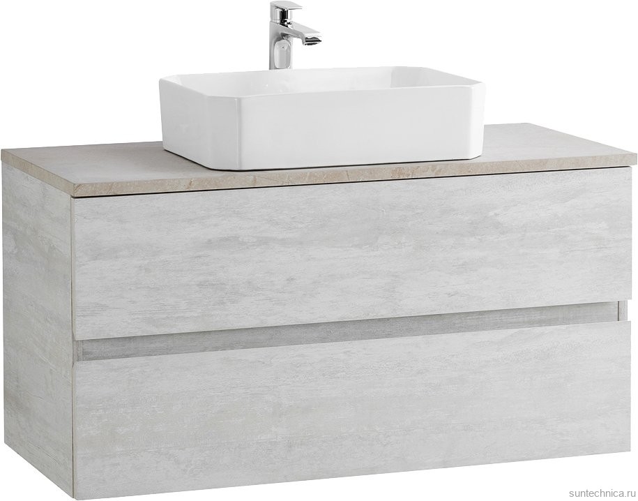 Тумба с раковиной Cezares Molveno 46 100 legno bianco, со столешницей marmo crema opaco