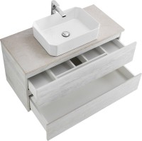 Тумба с раковиной Cezares Molveno 46 100 legno bianco, со столешницей marmo crema opaco