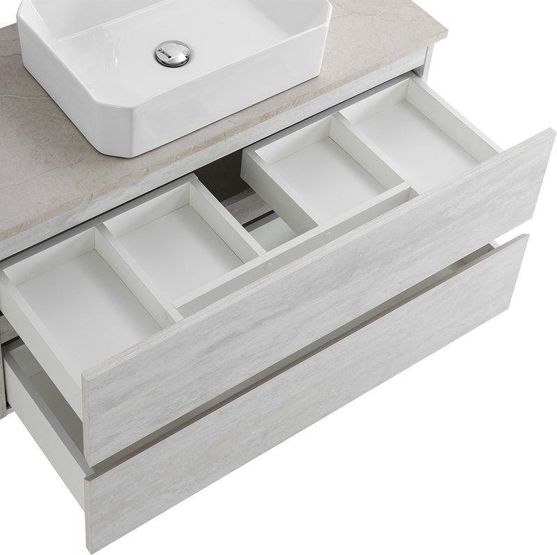 Тумба с раковиной Cezares Molveno 46 100 legno bianco, со столешницей marmo crema opaco