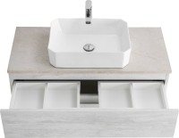 Тумба с раковиной Cezares Molveno 46 100 legno bianco, со столешницей marmo crema opaco