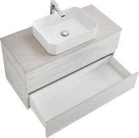Тумба с раковиной Cezares Molveno 46 100 legno bianco, со столешницей marmo crema opaco