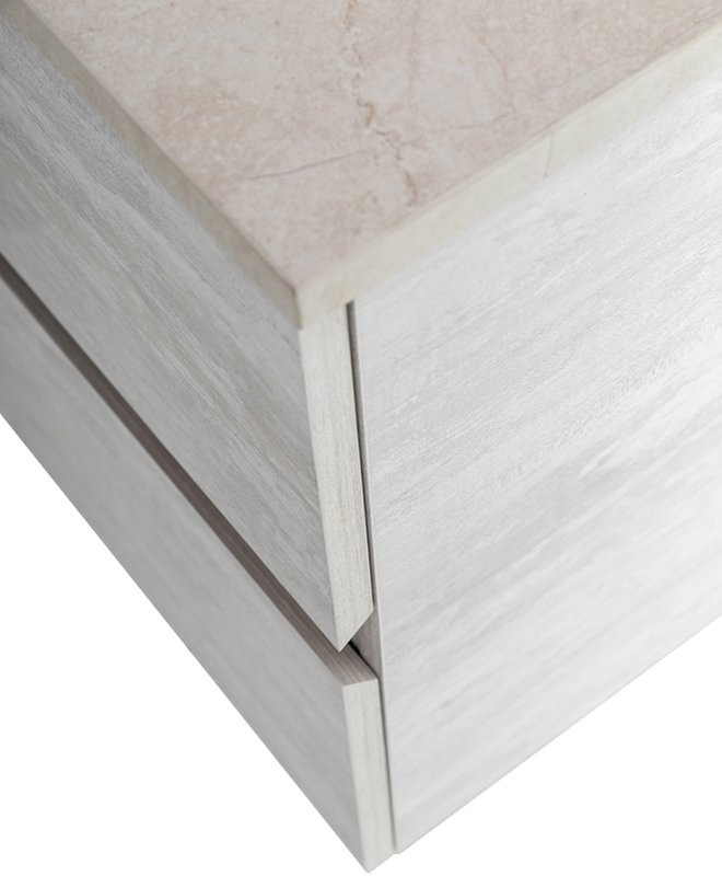 Тумба с раковиной Cezares Molveno 46 100 legno bianco, со столешницей marmo crema opaco