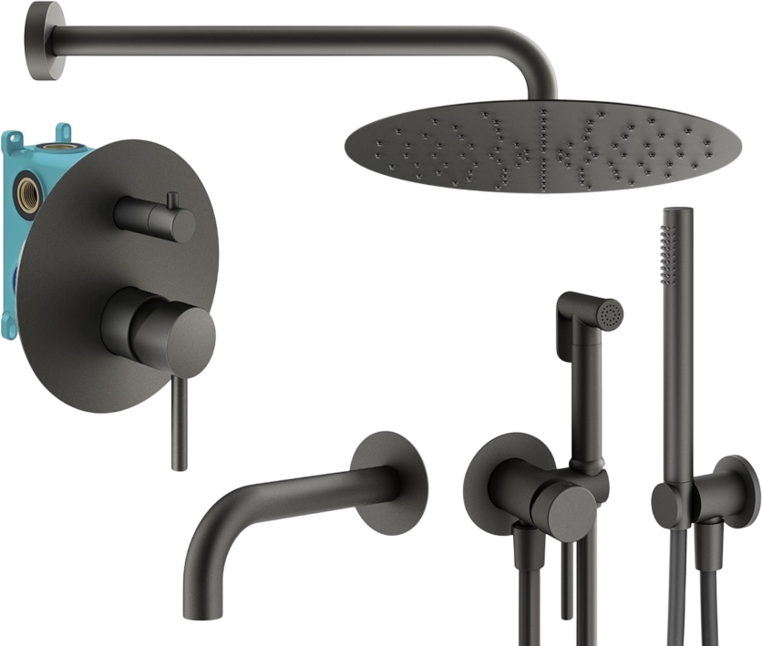 Комплект для ванной Plumberia Selection Ixo KITZXO19GR60 С ВНУТРЕННЕЙ ЧАСТЬЮ, графит матовый