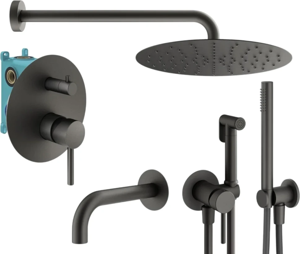 Комплект для ванной Plumberia Selection Ixo KITZXO19GR60 С ВНУТРЕННЕЙ ЧАСТЬЮ, графит матовый