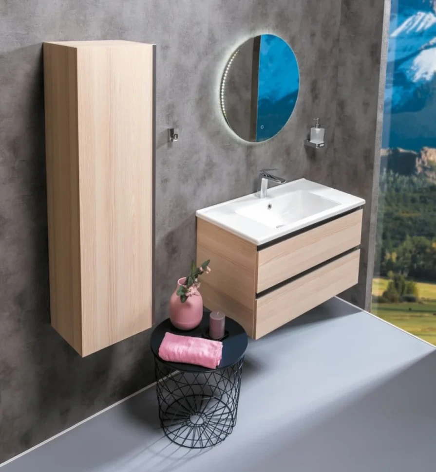 Шкаф пенал для ванной Armadi Art Capolda light wood