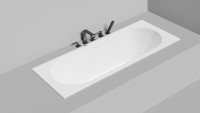 Ванна из искусственного камня Salini Ornella Axis Kit S-Sense 170x70 см, встраиваемая, матовая белая, на ножках, с донным клапаном