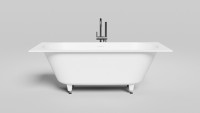 Ванна из искусственного камня Salini Ornella Axis Kit S-Sense 170x70 см, встраиваемая, матовая белая, на ножках, с донным клапаном