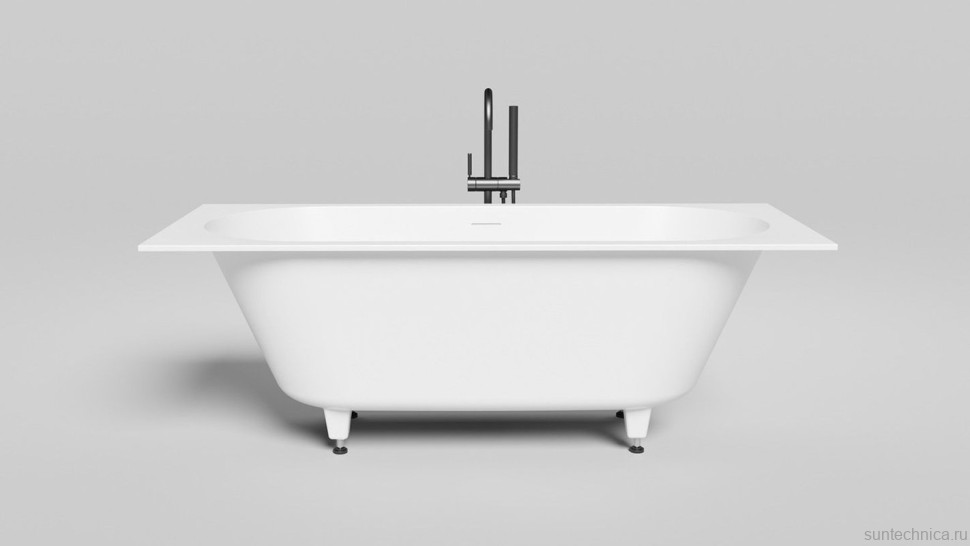Ванна из искусственного камня Salini Ornella Axis Kit S-Sense 170x70 см, встраиваемая, матовая белая, на ножках, с донным клапаном