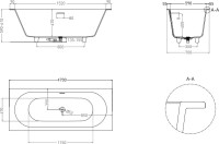 Ванна из искусственного камня Salini Ornella Axis Kit S-Sense 170x70 см, встраиваемая, матовая белая, на ножках, с донным клапаном