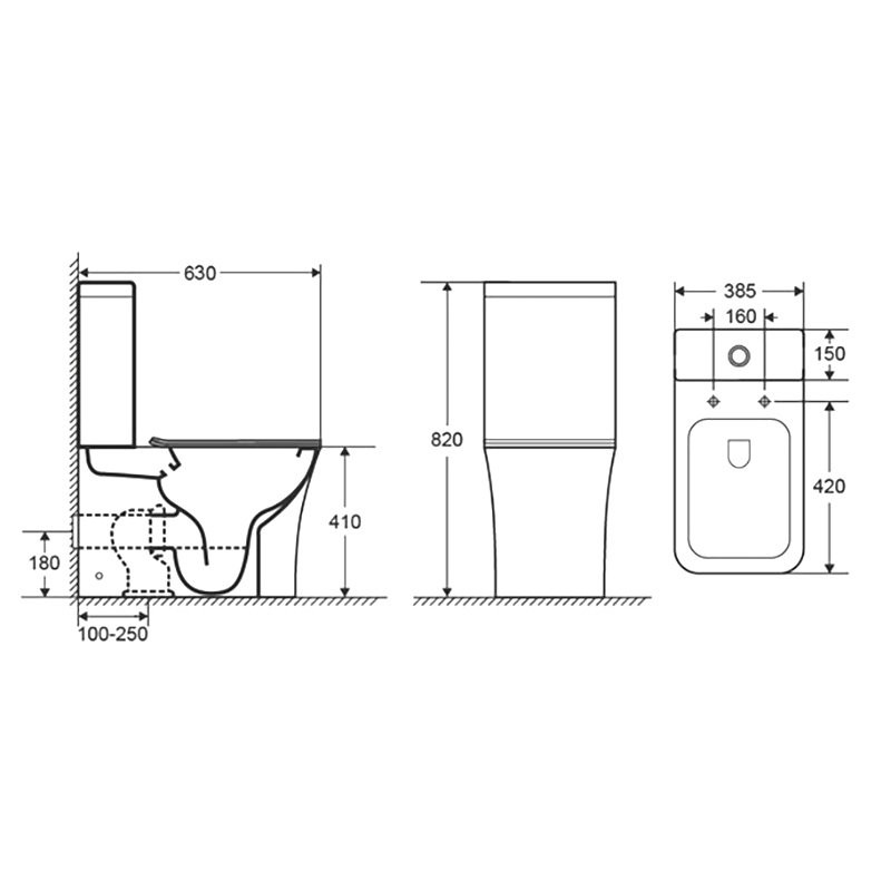 Унитаз-компакт напольный AZARIO Anteo SQUARE AZ-1218A глянцевый белый
