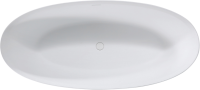 Ванна из искусственного камня Vincea VBT-4S01MW 170x75 см, отдельностоящая, матовая белая, овальная, со сливом-переливом, с донным клапаном