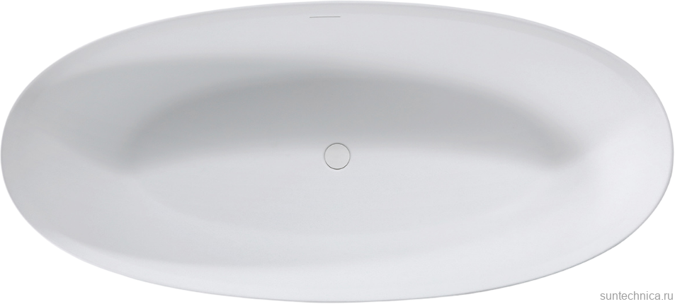 Ванна из искусственного камня Vincea VBT-4S01MW 170x75 см, отдельностоящая, матовая белая, овальная, со сливом-переливом, с донным клапаном
