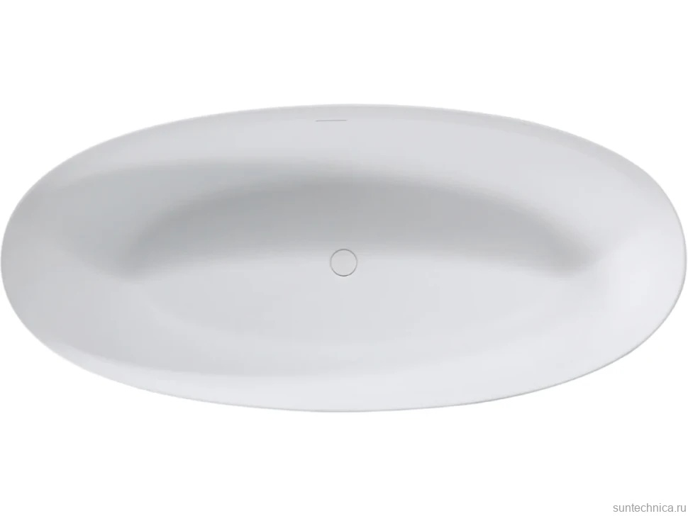 Ванна из искусственного камня Vincea VBT-4S01MW 170x75 см, отдельностоящая, матовая белая, овальная, со сливом-переливом, с донным клапаном