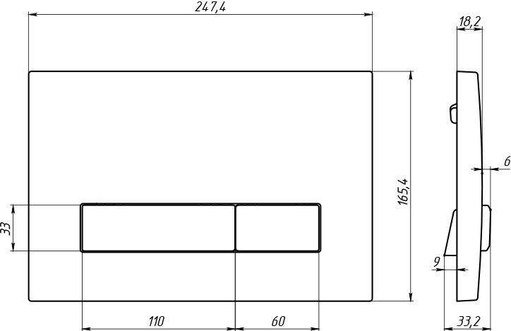 Система инсталляции для унитазов Berges Atom Line 410 с кнопкой смыва, черная soft touch, хром глянец