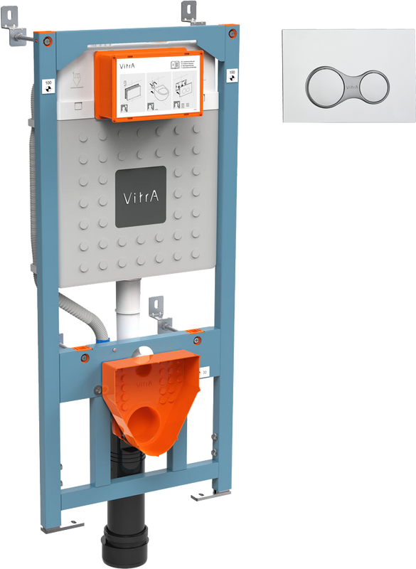 Система инсталляции для унитазов VitrA V12 762-5800-01 с кнопкой смыва Sirius 740-0480 глянцевый хром