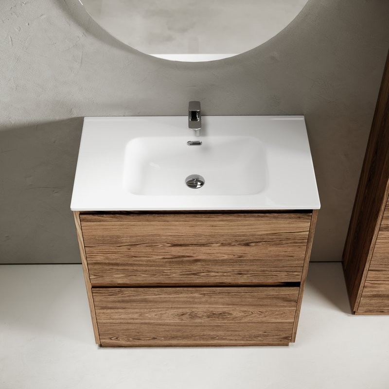 Мебель для ванной комнаты Sancos Libra Floor 80 дуб чарльстон, белая раковина CN7005