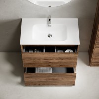 Мебель для ванной комнаты Sancos Libra Floor 80 дуб чарльстон, белая раковина CN7005