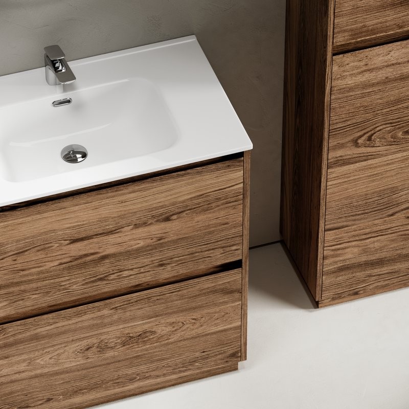 Мебель для ванной комнаты Sancos Libra Floor 80 дуб чарльстон, белая раковина CN7005