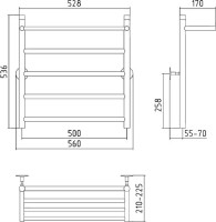 Полотенцесушитель водяной Стилье Универсал-54 00654-6050 55x55 см, глянцевый хром, лесенка, с полкой