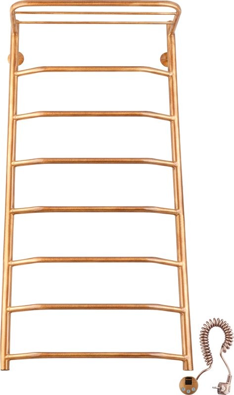 Полотенцесушитель электрический Secado Агата 3 105x55 см, подключение справа, бронза, лесенка, латунь, с полкой