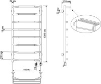Полотенцесушитель электрический Secado Агата 3 105x55 см, подключение справа, бронза, лесенка, латунь, с полкой