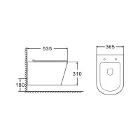 Унитаз подвесной AZARIO Fonti AZ-402W безободковый, с микролифтом, глянцевый белый